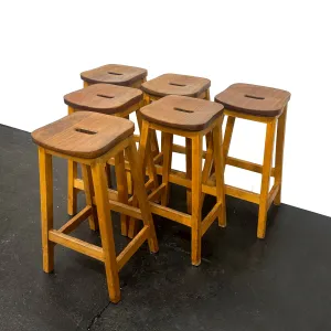 Reclaimed Teak and Beech Wood Lab Stools | 39 Available