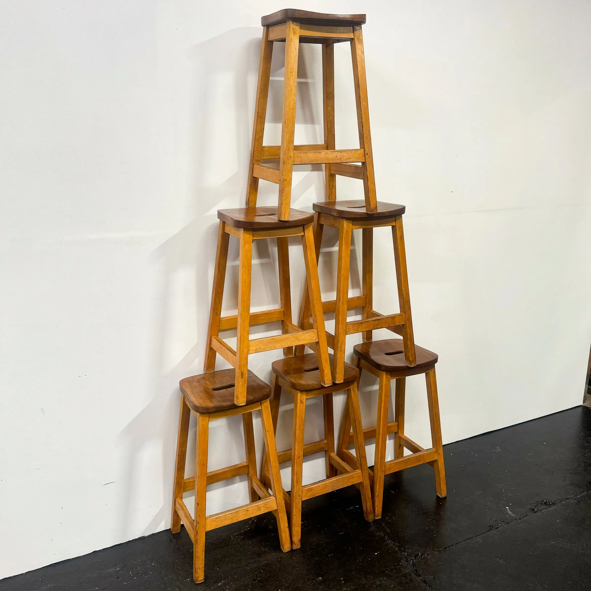 Reclaimed Teak and Beech Wood Lab Stools | 39 Available