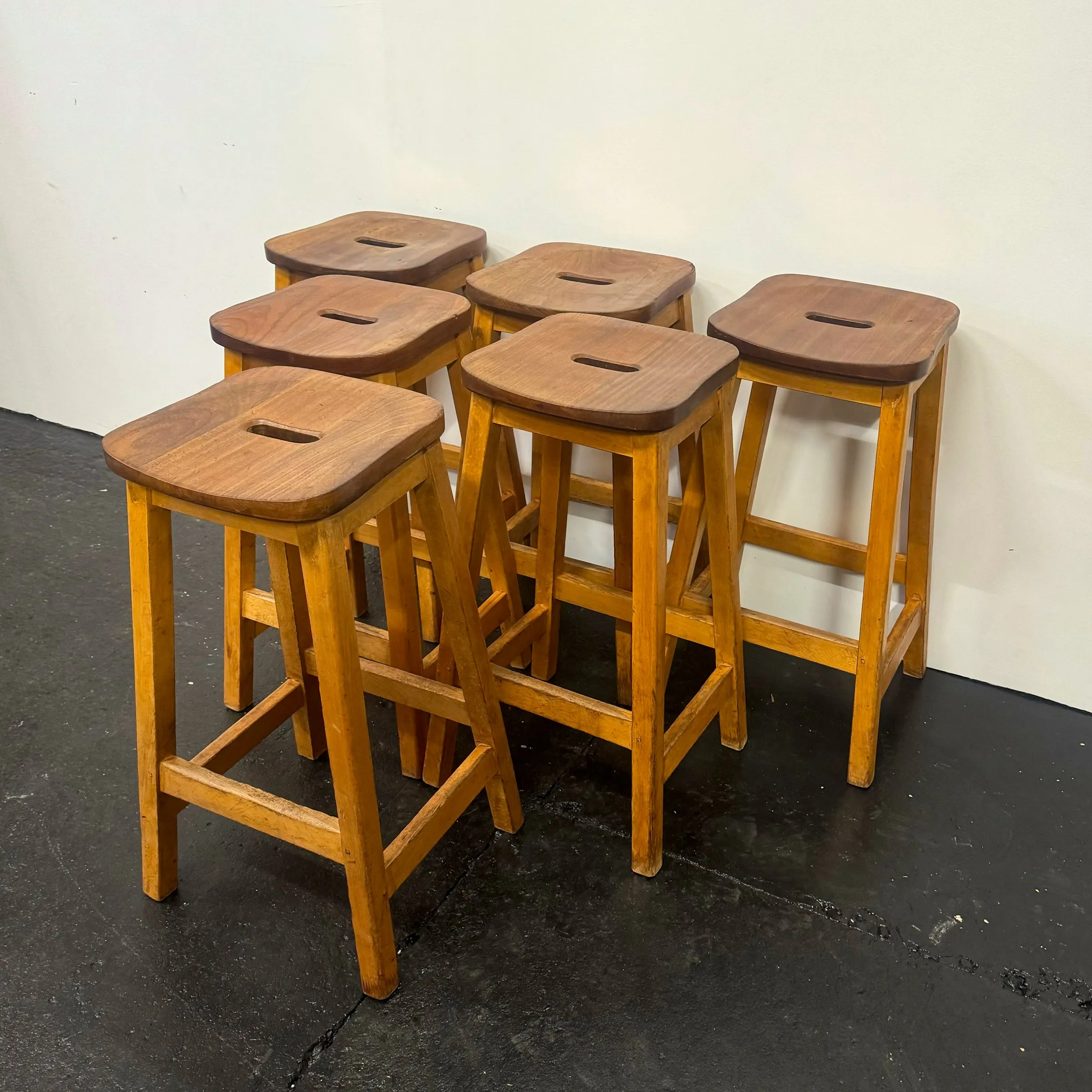 Reclaimed Teak and Beech Wood Lab Stools | 39 Available
