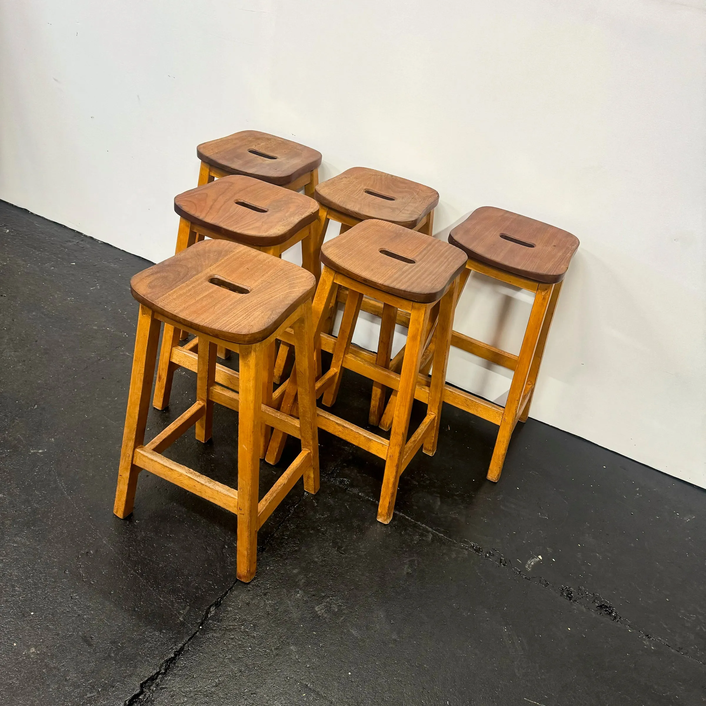 Reclaimed Teak and Beech Wood Lab Stools | 39 Available