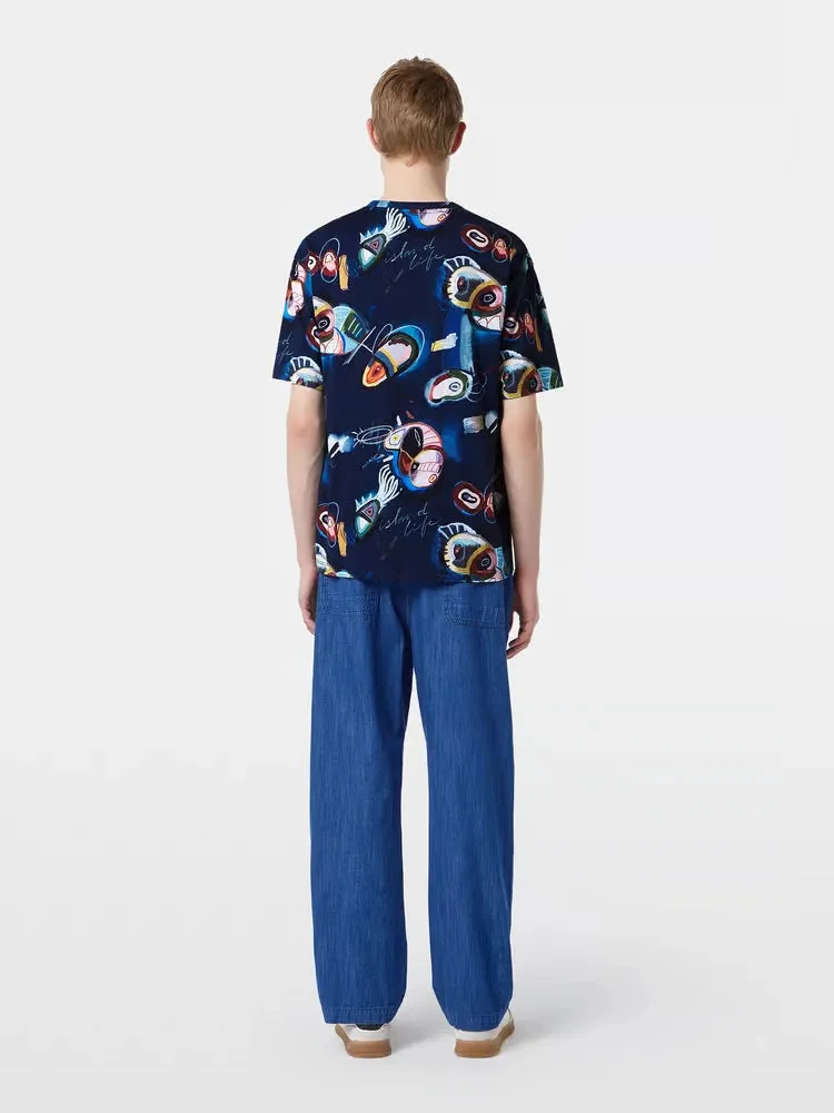 Relaxed-Fit Abstract Island Printed T-Shirt (Abstract) - 180051-401