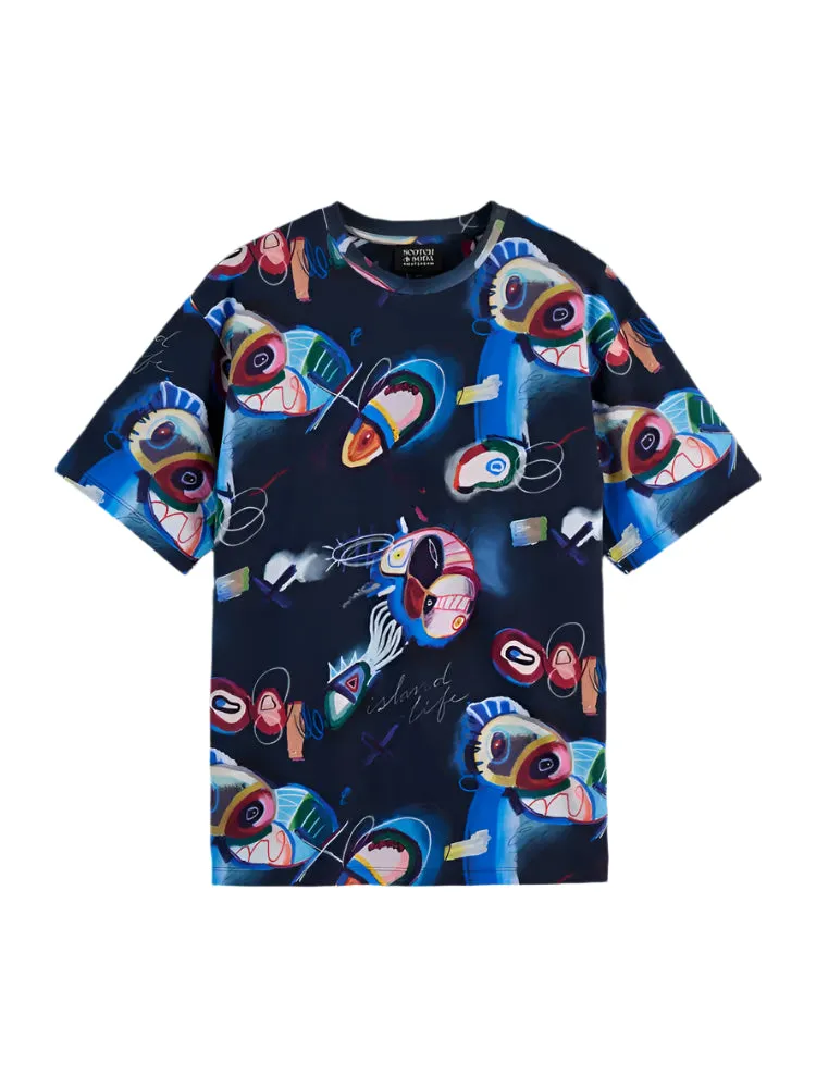 Relaxed-Fit Abstract Island Printed T-Shirt (Abstract) - 180051-401