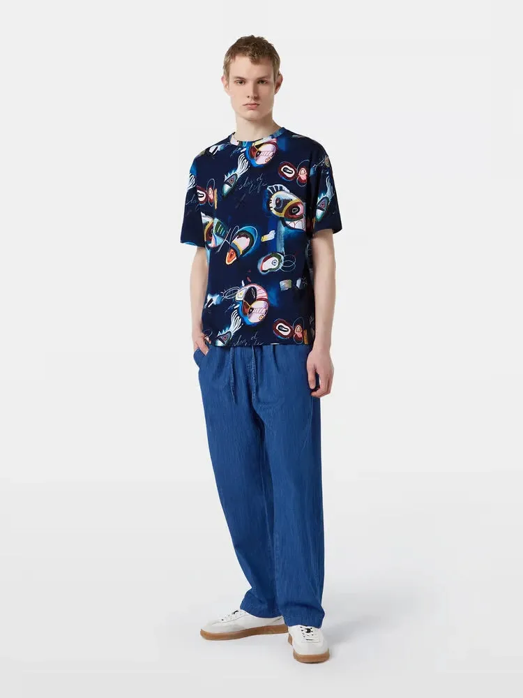 Relaxed-Fit Abstract Island Printed T-Shirt (Abstract) - 180051-401