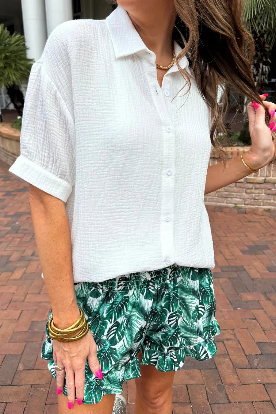 Sammi Gauze Top in White or Pink