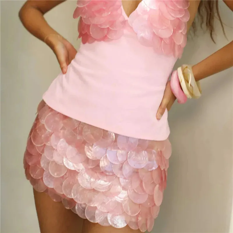Sequin Mini Skirt  A-Line Sparkle Look