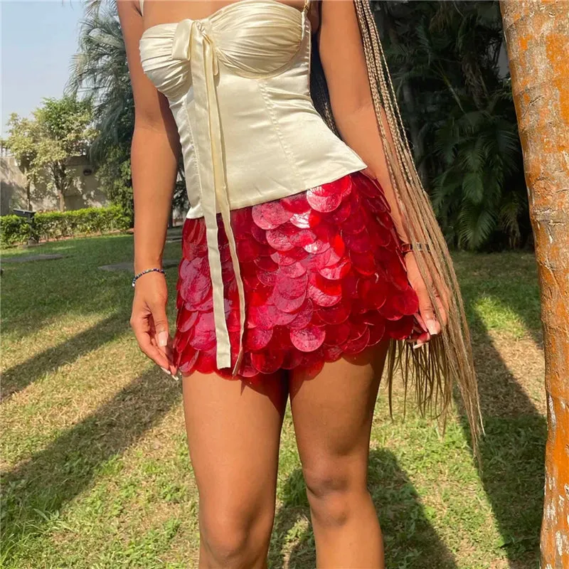 Sequin Mini Skirt  A-Line Sparkle Look