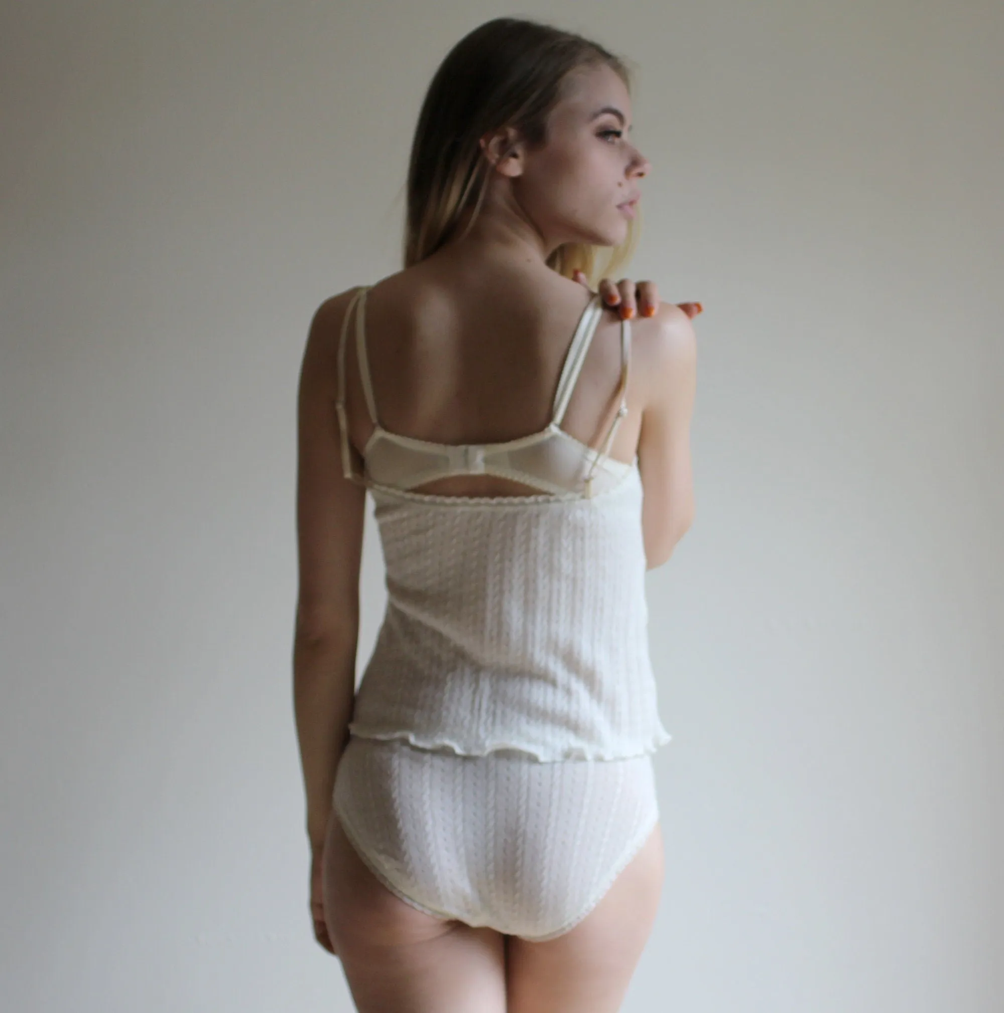 Set of 2 silk panties in pointelle sweater knit,  Ready to Ship, Made in the USA