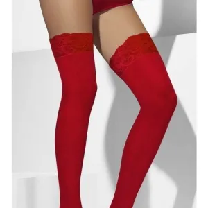 Sheer Hold Ups Adult Red Lace Tops with Silicone