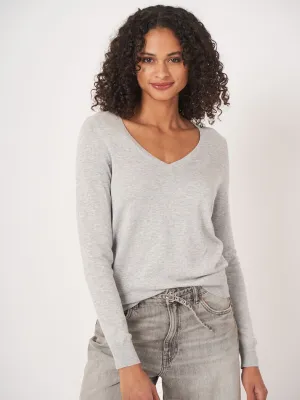 Soft Grey Basic V Pullover