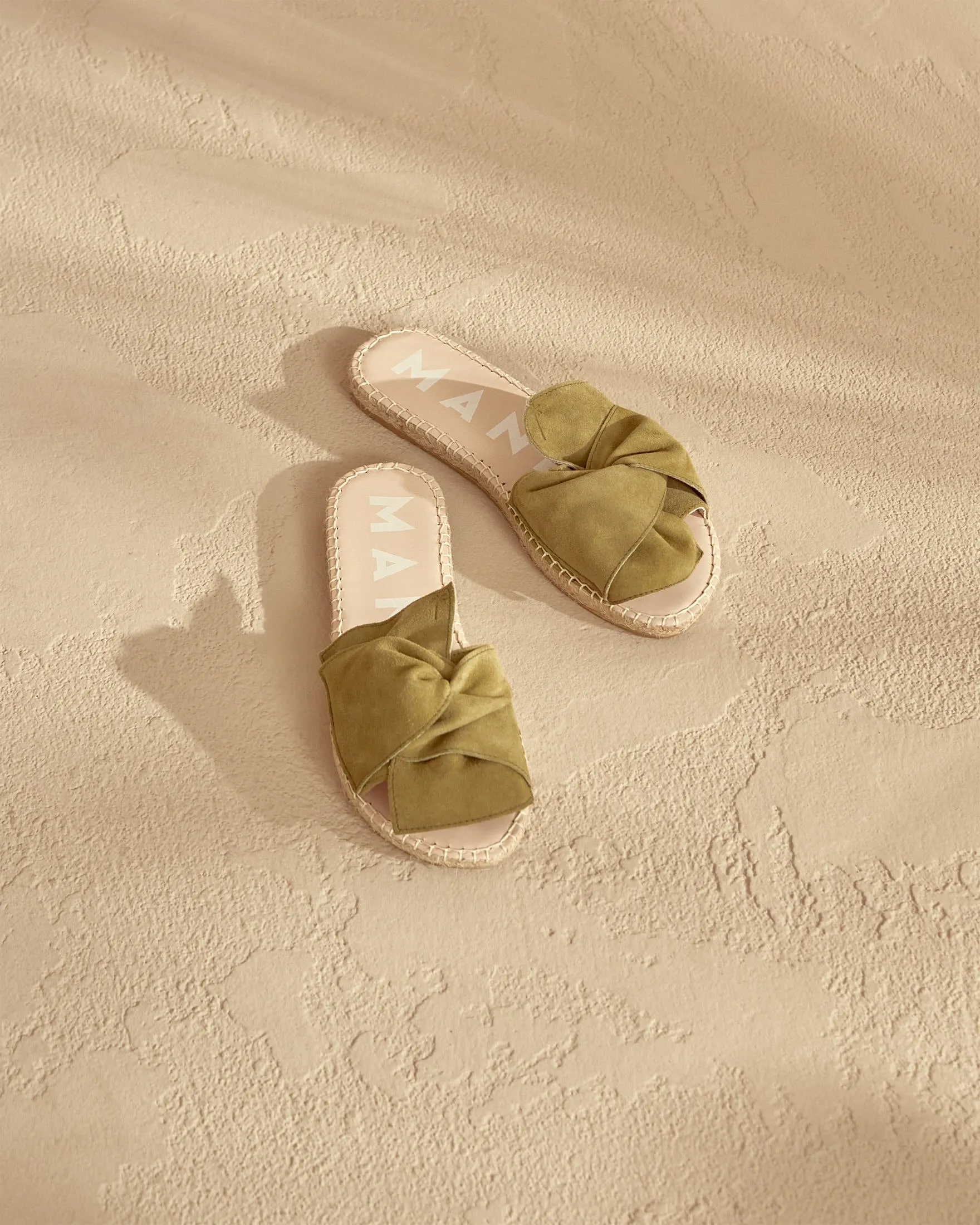 Soft Suede Sandals With Knot - R15JK - Hamptons Kaki Green