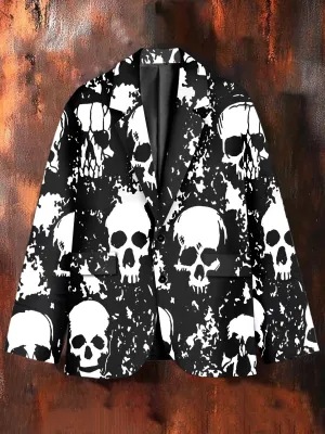 Stylish Graffiti Skull Art Print Casual Blazer