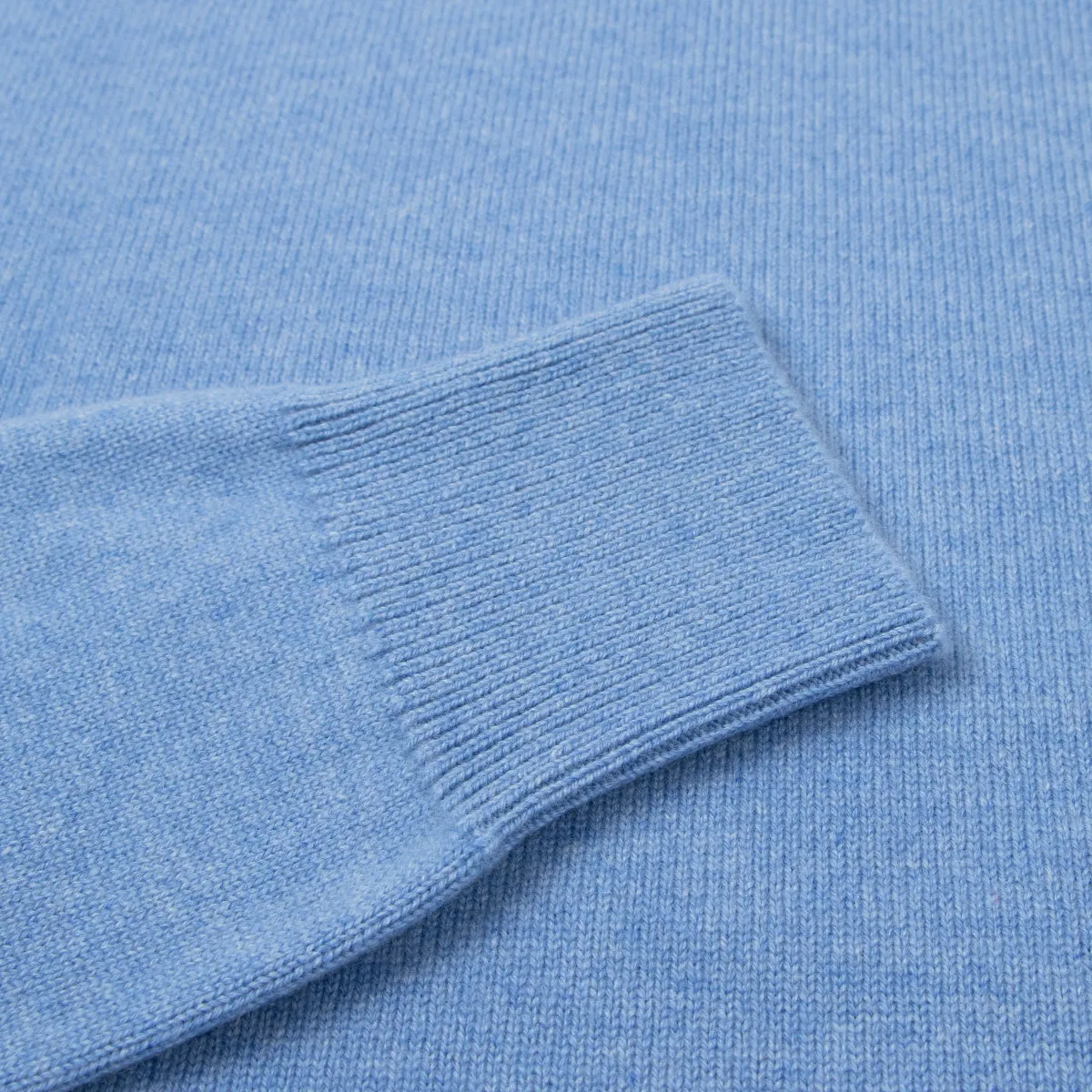 The Bowmore 1/4 Zip Neck Cashmere Sweater - Lapis Suez / White Undyed
