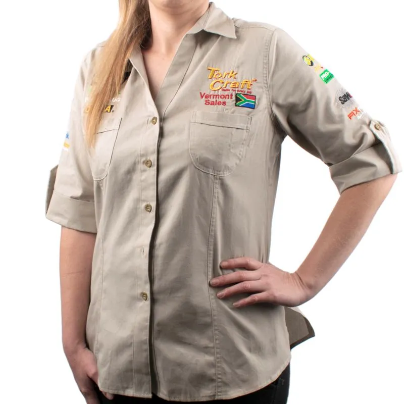 TORK CRAFT VERMONT LADIES 3/4 COTTON SHIRT STONE 3XL TC00306