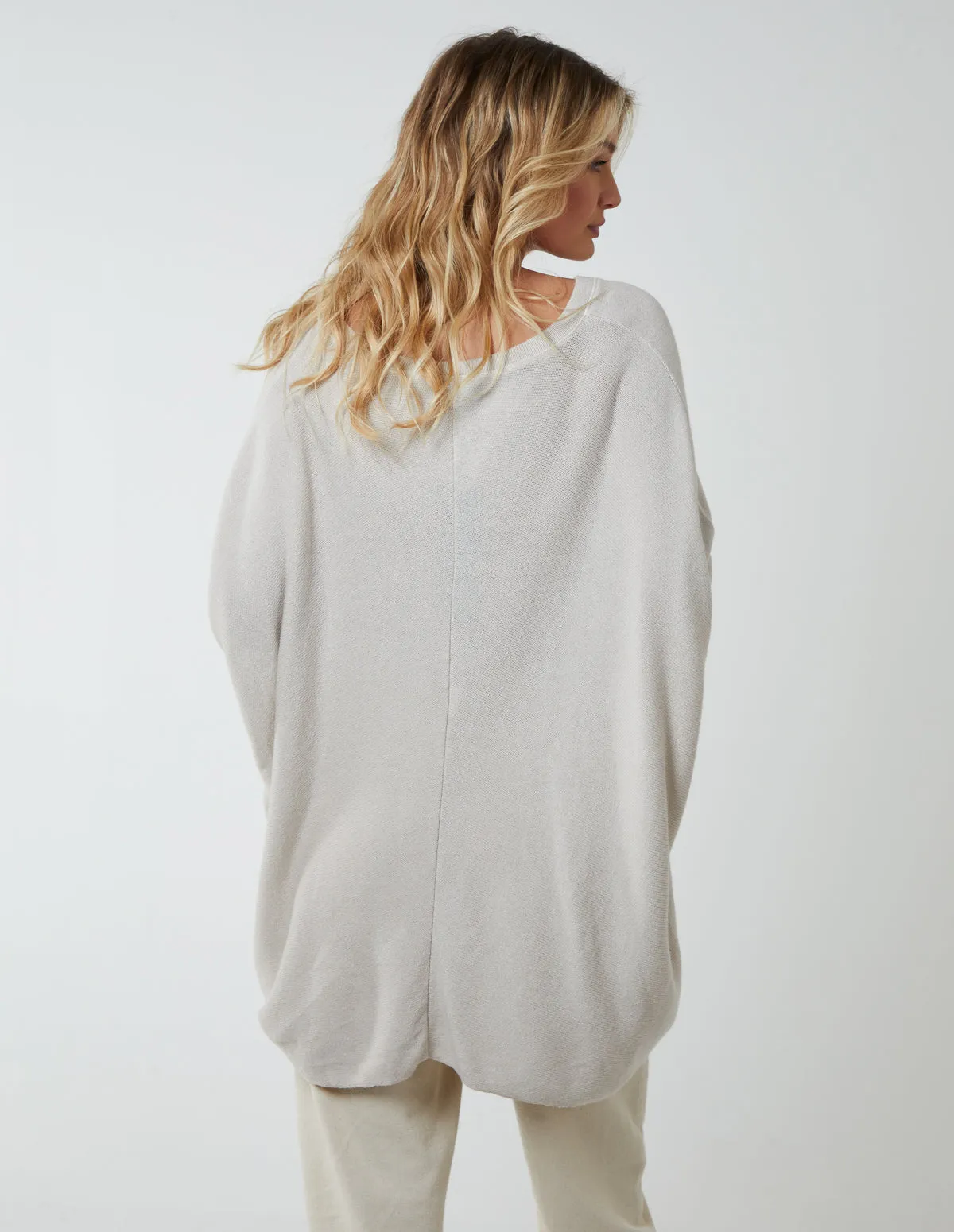 V Neck Front Cut And Sew Soft Knit Jumper