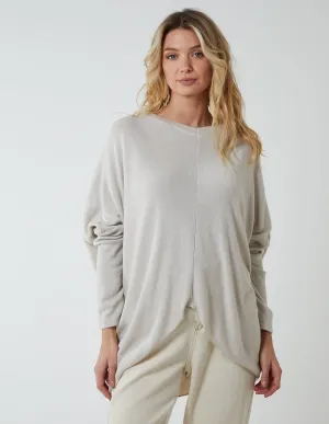 V Neck Front Cut And Sew Soft Knit Jumper