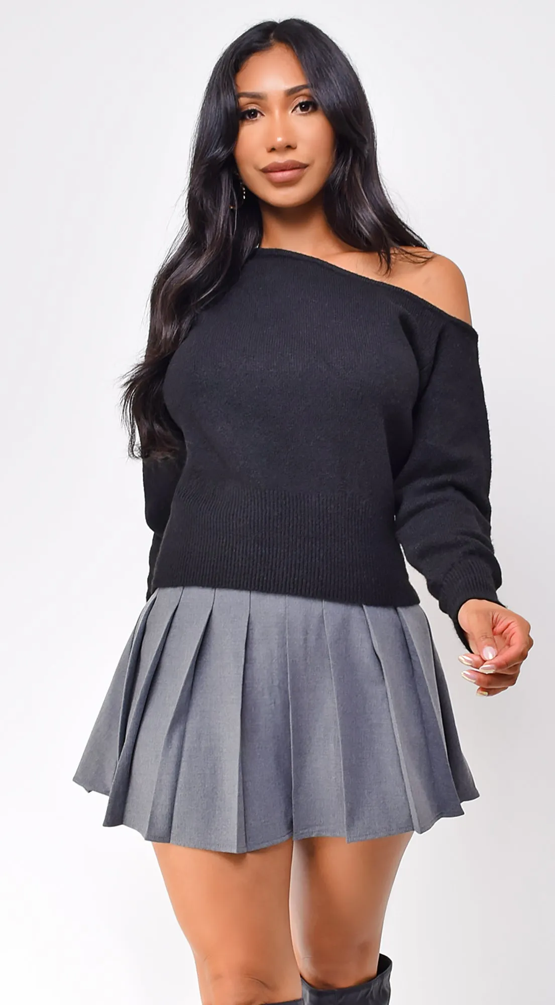 Vesper Off Shoulder Sweater - Black