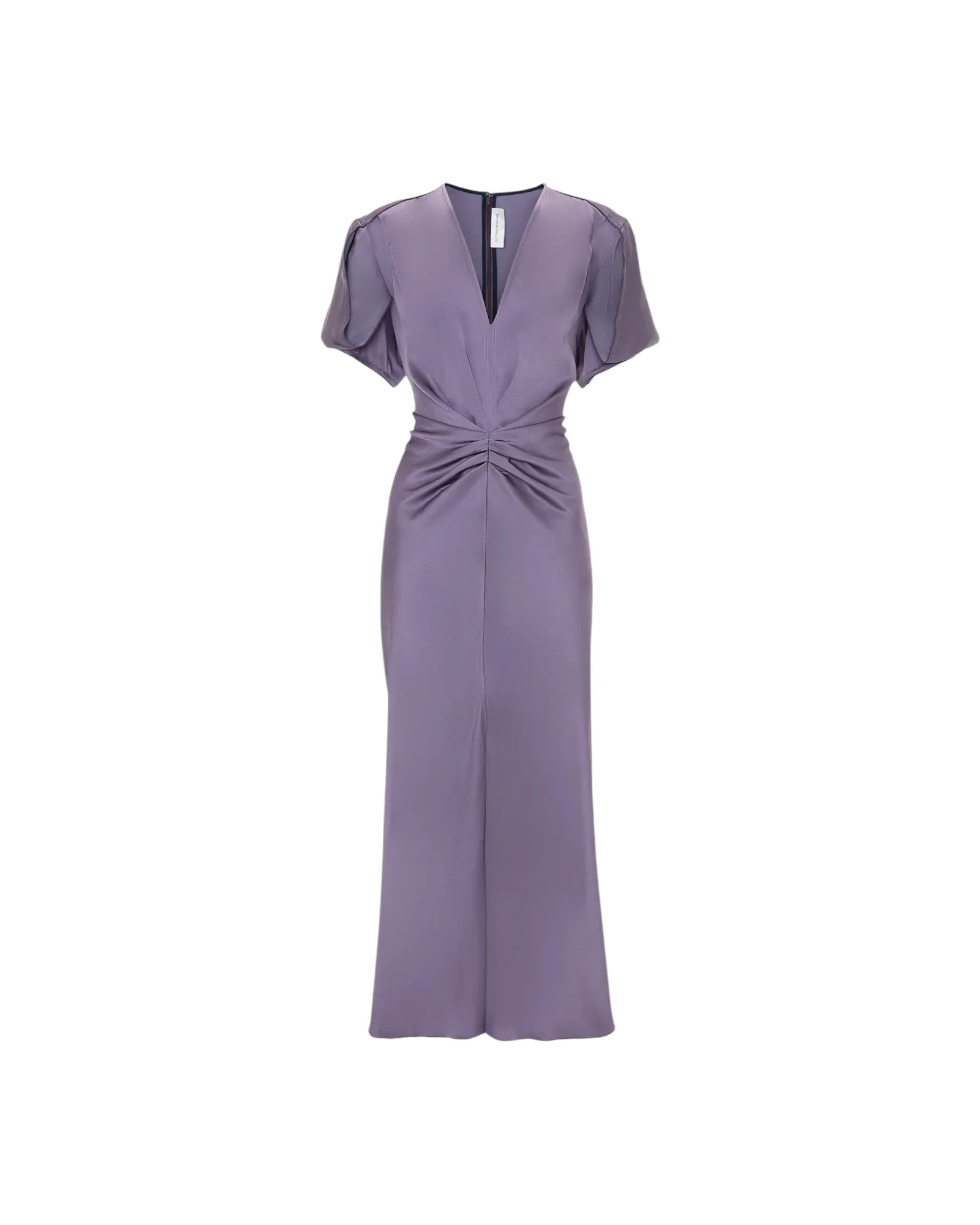 VICTORIA BECKHAM GATHERED MIDI DRESS IRIS