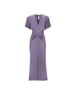 VICTORIA BECKHAM GATHERED MIDI DRESS IRIS