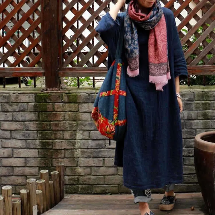 Vintage Pattern Comfortable Cotton Ethnic Style Big Scarf Shawl