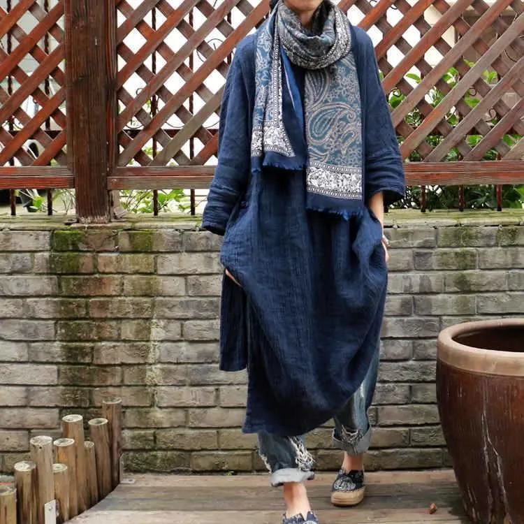 Vintage Pattern Comfortable Cotton Ethnic Style Big Scarf Shawl
