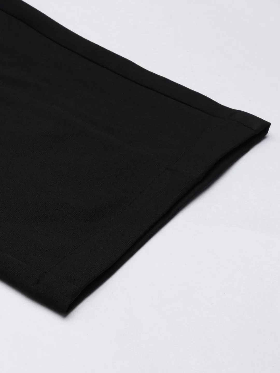 Women Black Straight Fit High-Rise Trousers