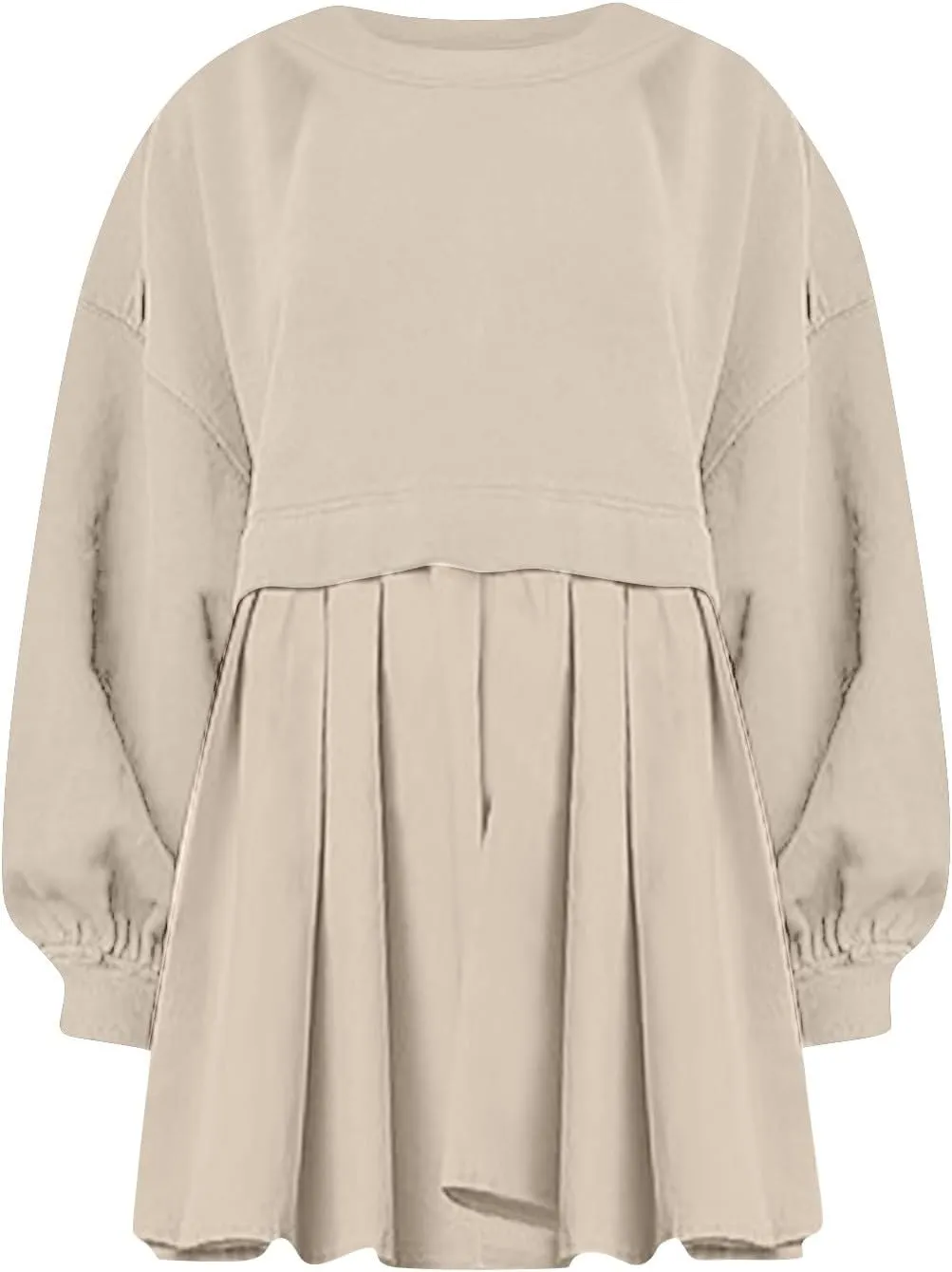 Womens Summer Dresses Oversized Sweatshirt Dress Neck Long Sleeve Patchwork Pullover Tops Sweatshirt Dress